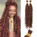 Brown Water Wave Human Hair for Boho Braids - 22 in Curly Extensions