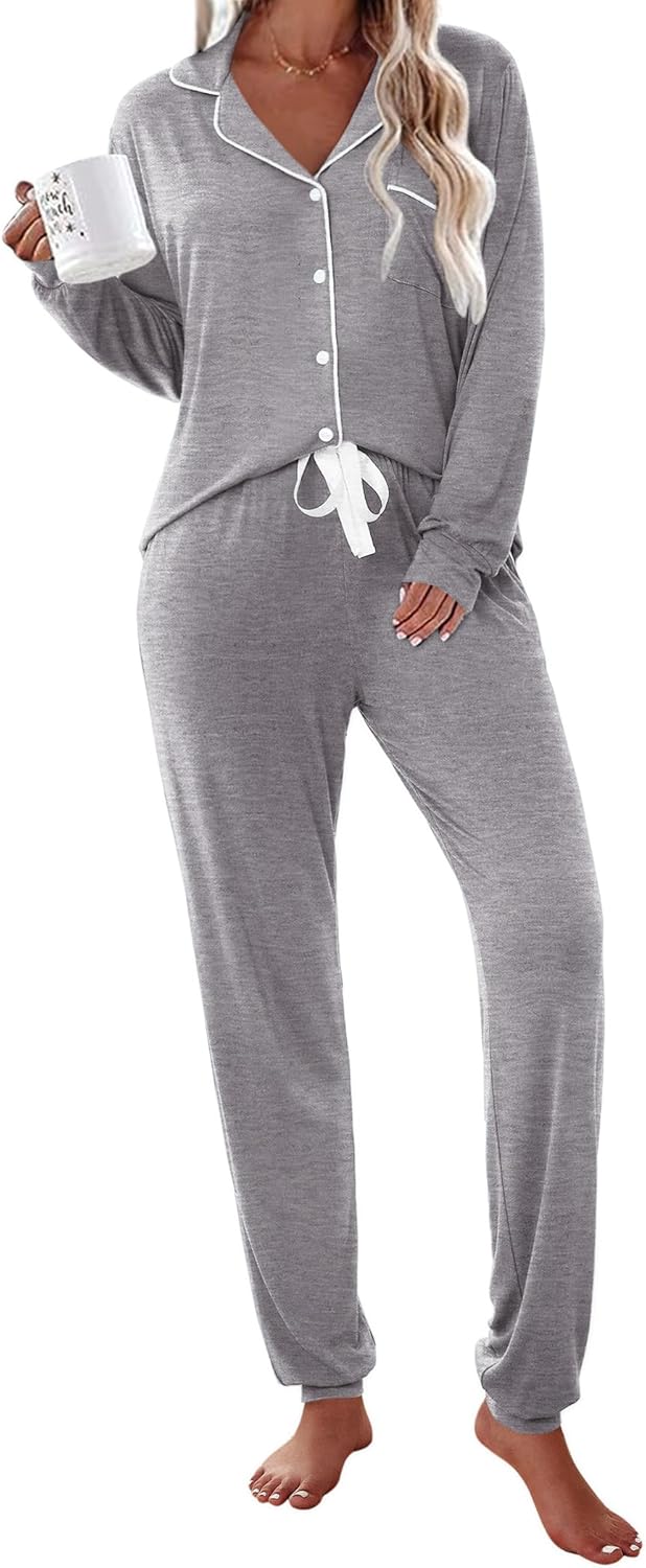 Ekouaer Pajamas Set Long Sleeve Sleepwear for Ultimate Comfort