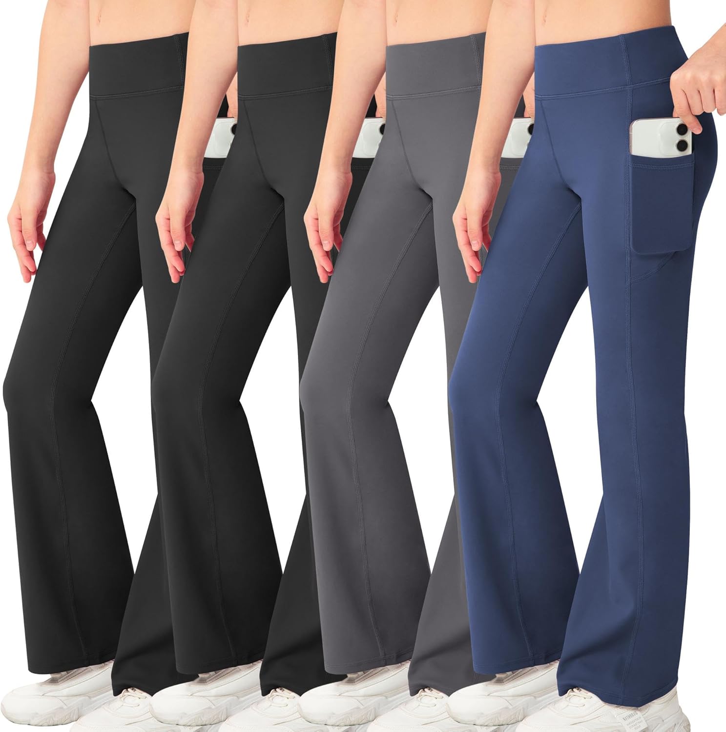 NORMOV Girl's Bootcut Yoga Pants with Pockets for Comfort