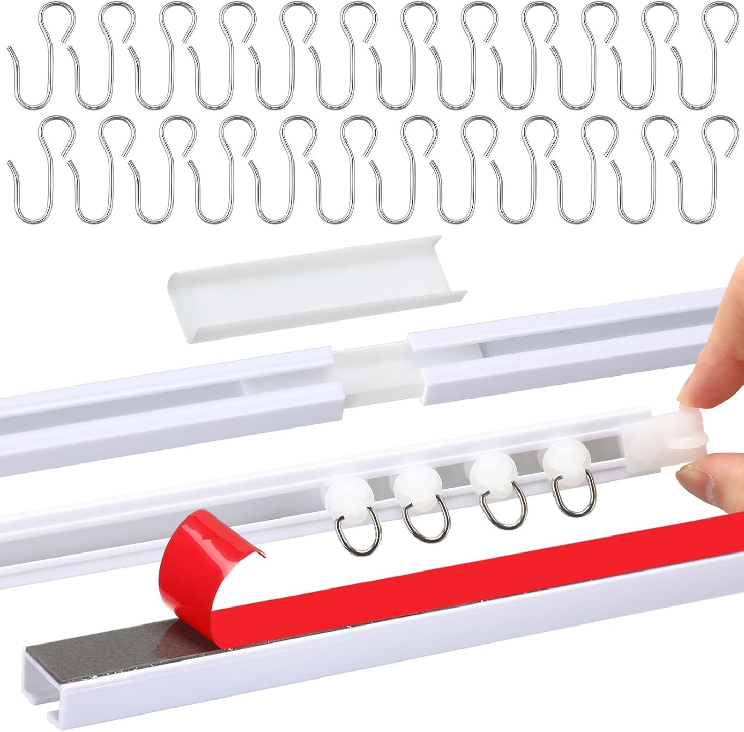 DoubleFill: 20 FT Self-Adhesive Ceiling Curtain Track - No Damage, Easy Install