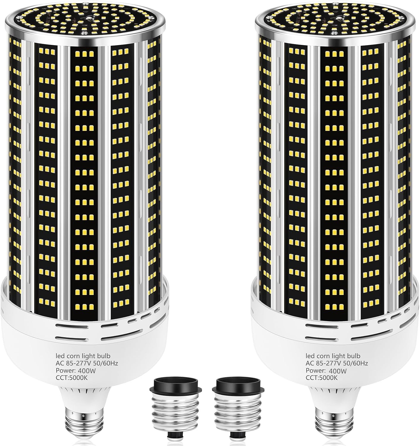 2 Pack 400W LED Corn Light Bulb for Bright Indoor Outdoor Use