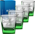 Personalized Whiskey Glass Set of 4 - Etched Split Letter and Name