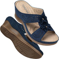 Womens Wedge Sandals Leather Slip On - Low 2.44in Platform