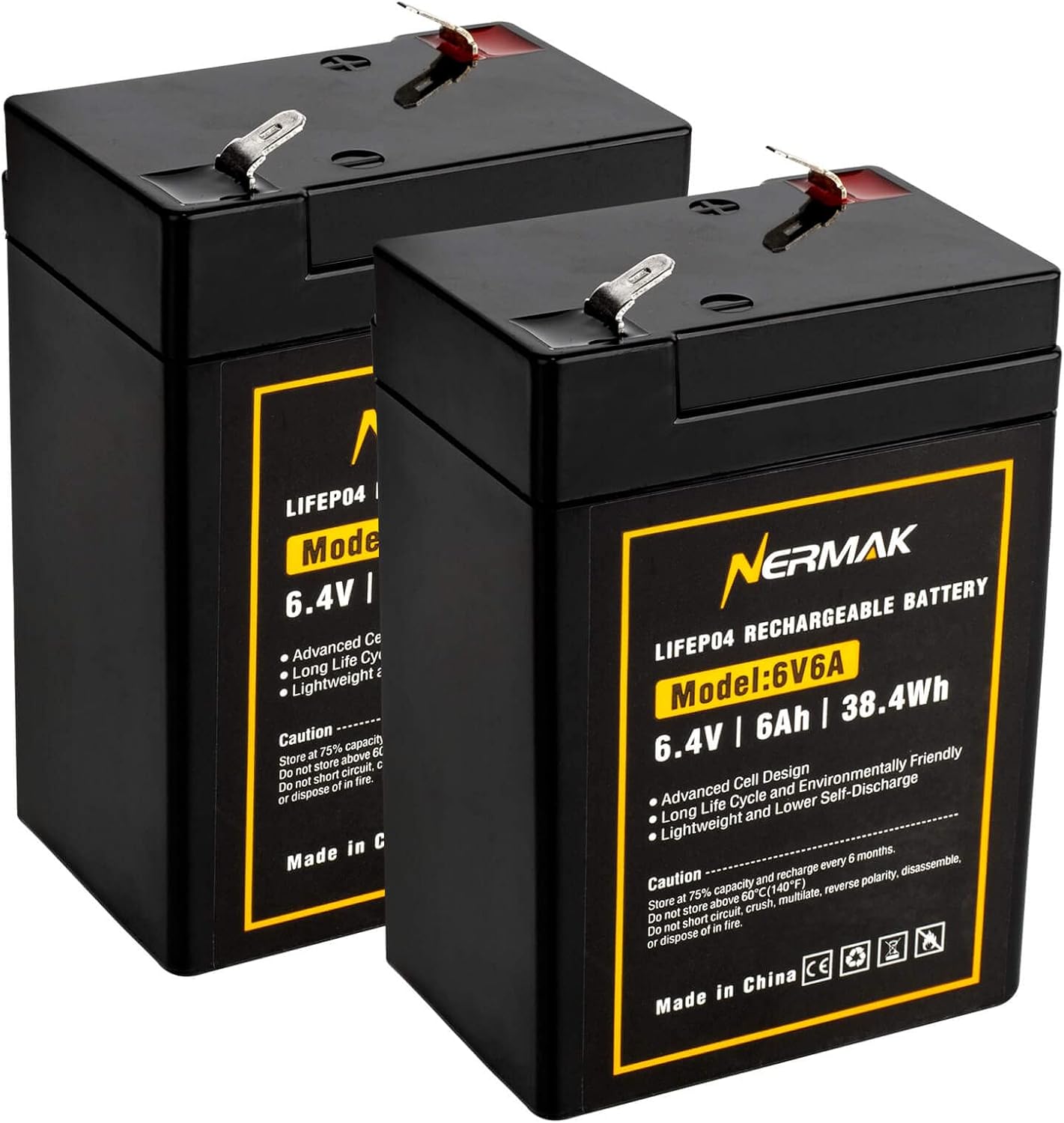 6V 6Ah Lithium LiFePO4 Battery Pack for Emergency Lights & More