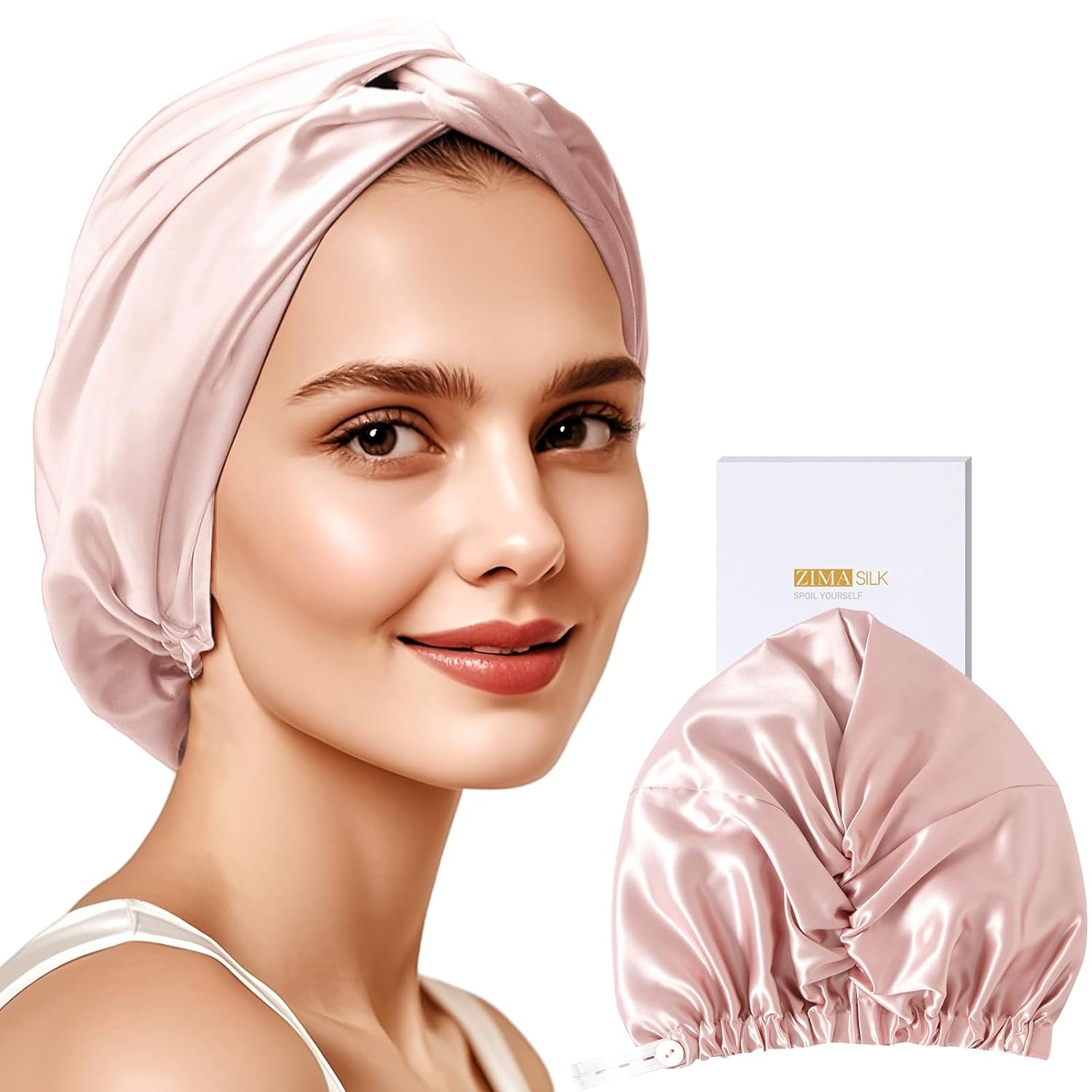 ZIMASILK 22 Momme Adjustable Silk Bonnet for Hair Protection