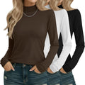 3 Pack Cotton Women's Mock Turtleneck Shirts Long Sleeve - Soft