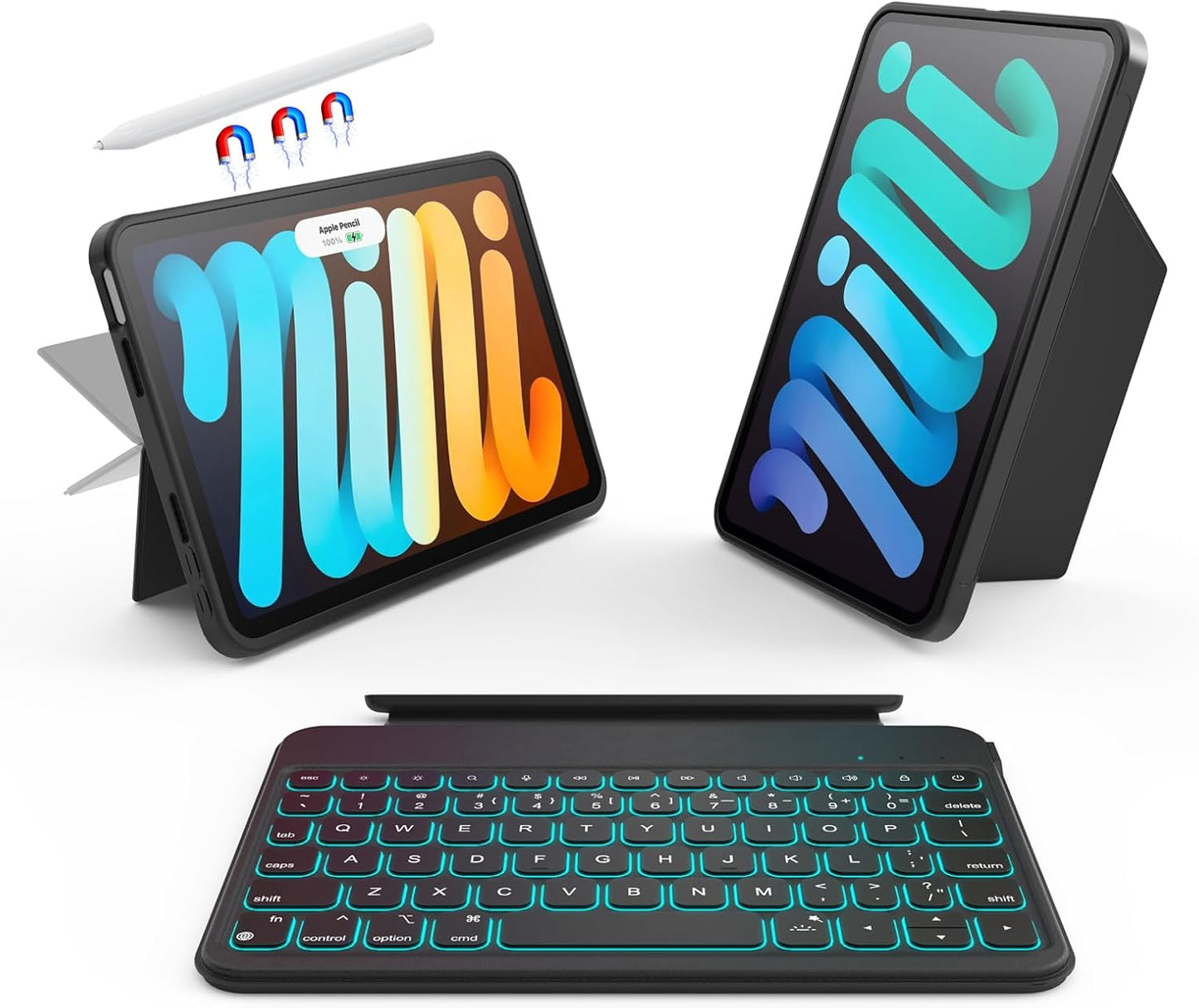 Detachable Keyboard Case for iPad Mini 6/7 with Backlit Colors