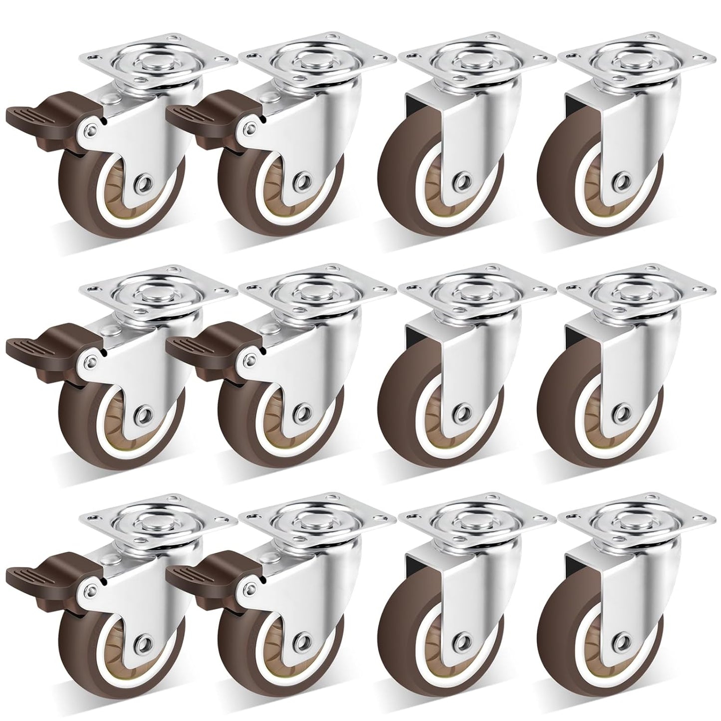 Nefish 2 Inch Casters Wheels for Furniture - 12 Pack Durable Design