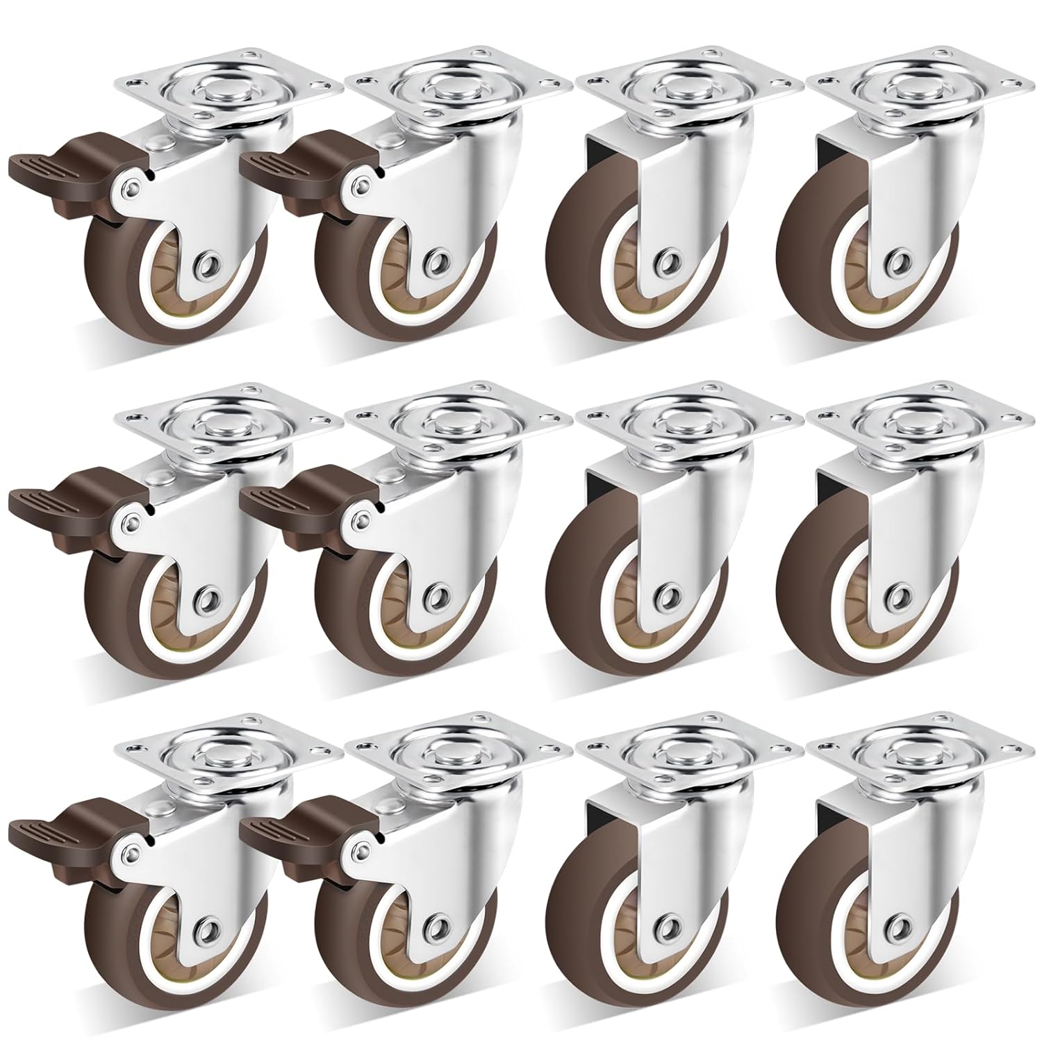 Nefish 2 Inch Casters Wheels for Furniture - 12 Pack Durable Design