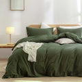 BESTOUCH Washed Cotton Duvet Cover Set Cal King - Soft Linen Feel