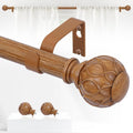 Wood Curtain Rods for Windows 48 to 84 in - Adjustable Heavy Duty Rod