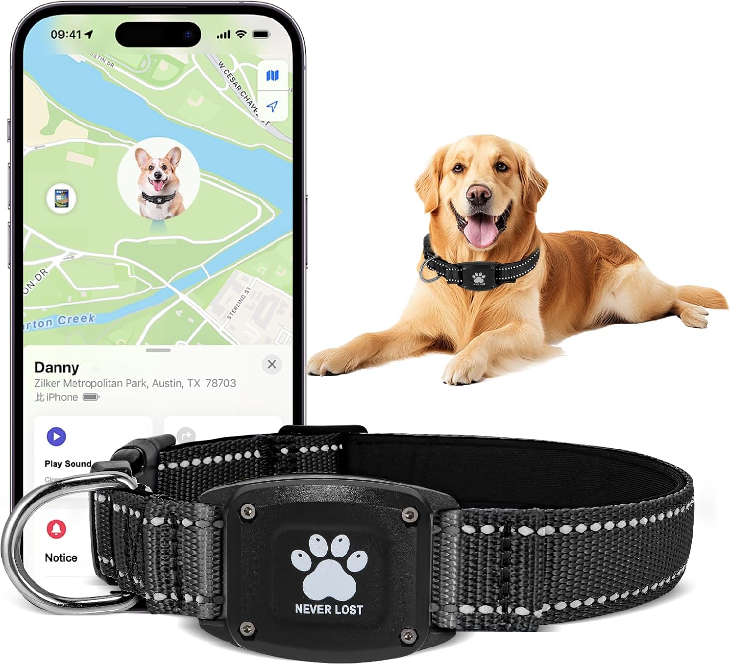 GPS Dog Collar Tracker 2-in-1 for Small Medium Large Dogs