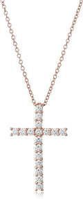 Elegant 18in Cross Pendant Necklace with Zirconia Stones