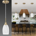 Mini Glass Pendant Light with Handblown White Swirl Art Glass