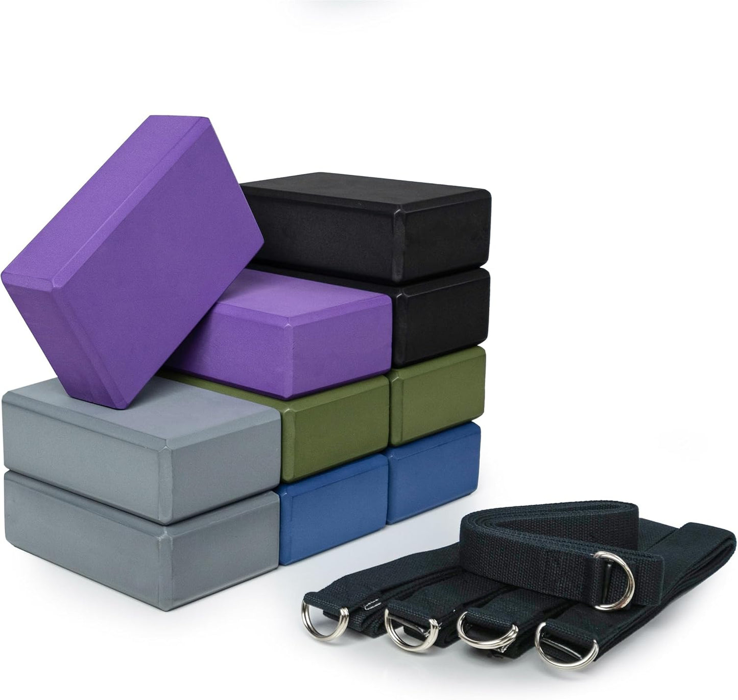 Sunshine Yoga 15 Pack: Firm 3 Blocks & 8' Straps Set