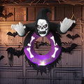6FT Grim Reaper Wreath Halloween Decoration with LED Lights - Spooky