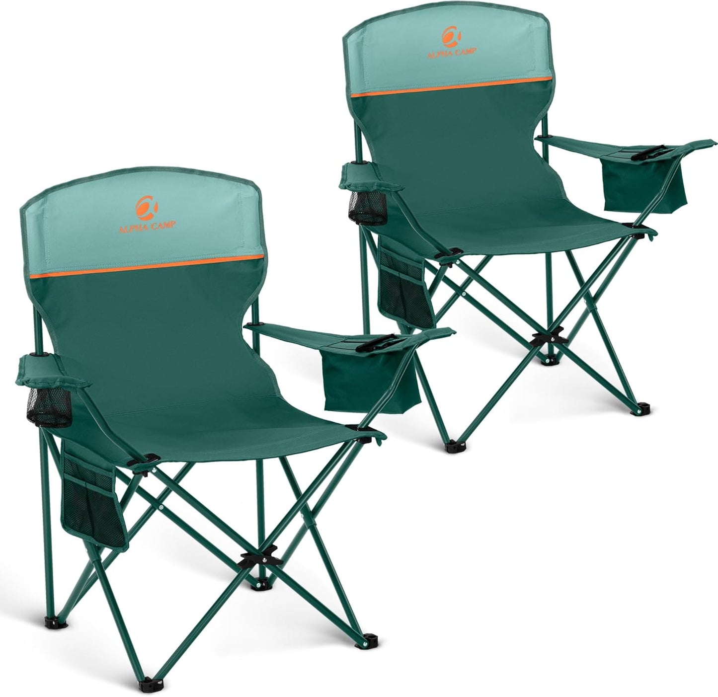 Portable Camping Chair 2 Pack with Cooler and Side Pocket