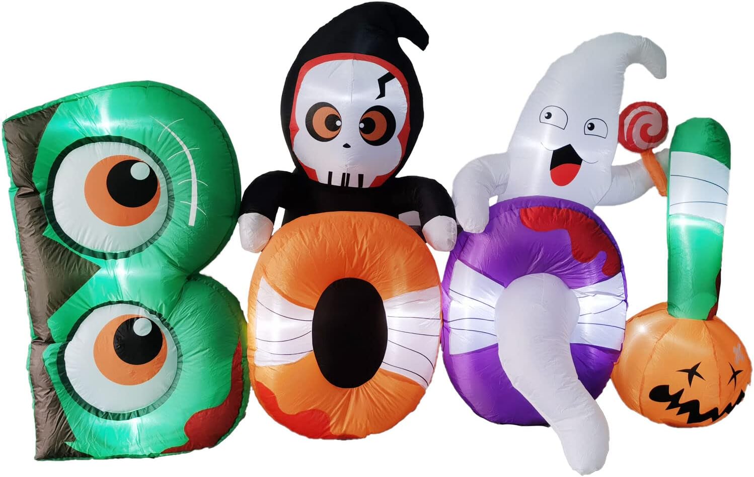 Haunted Hill Farm 8-ft. Wide Reaper and Ghost Boo Sign Inflatable