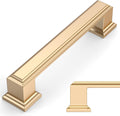 Amerdeco 10 Pack Brushed Brass Cabinet Pulls 3.75 in Hole Center