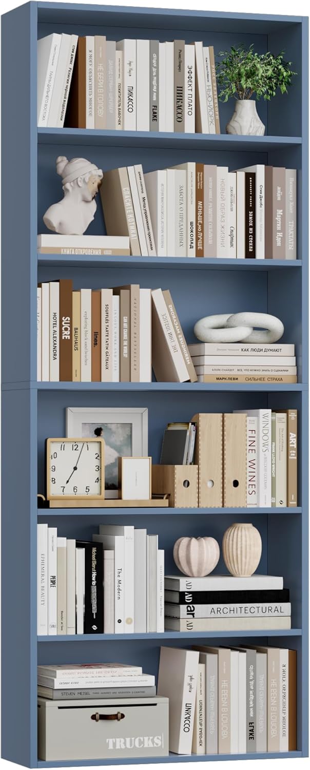 FOTOSOK 6-Tier Open Bookcase for Stylish Storage Solutions