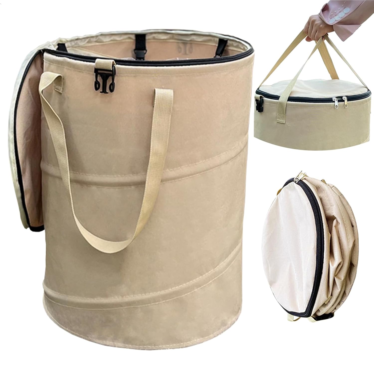 Pop Up Camping Trash Can with Lid for Outdoor Activities