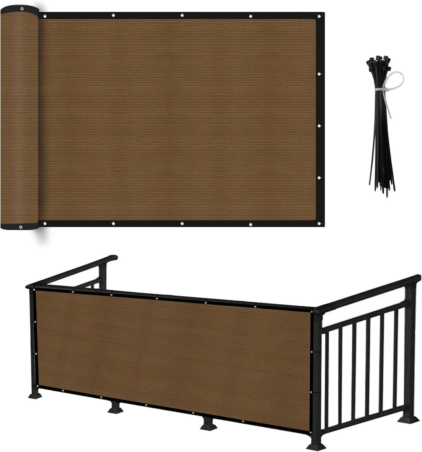 Shatex 3x10ft Brown Balcony Privacy Screen 90% Blockage - Enhance Outdoor Privacy!