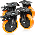 POWERTEC 6 Inch Swivel Caster Wheels Set of 4 - Dual Locking Heavy