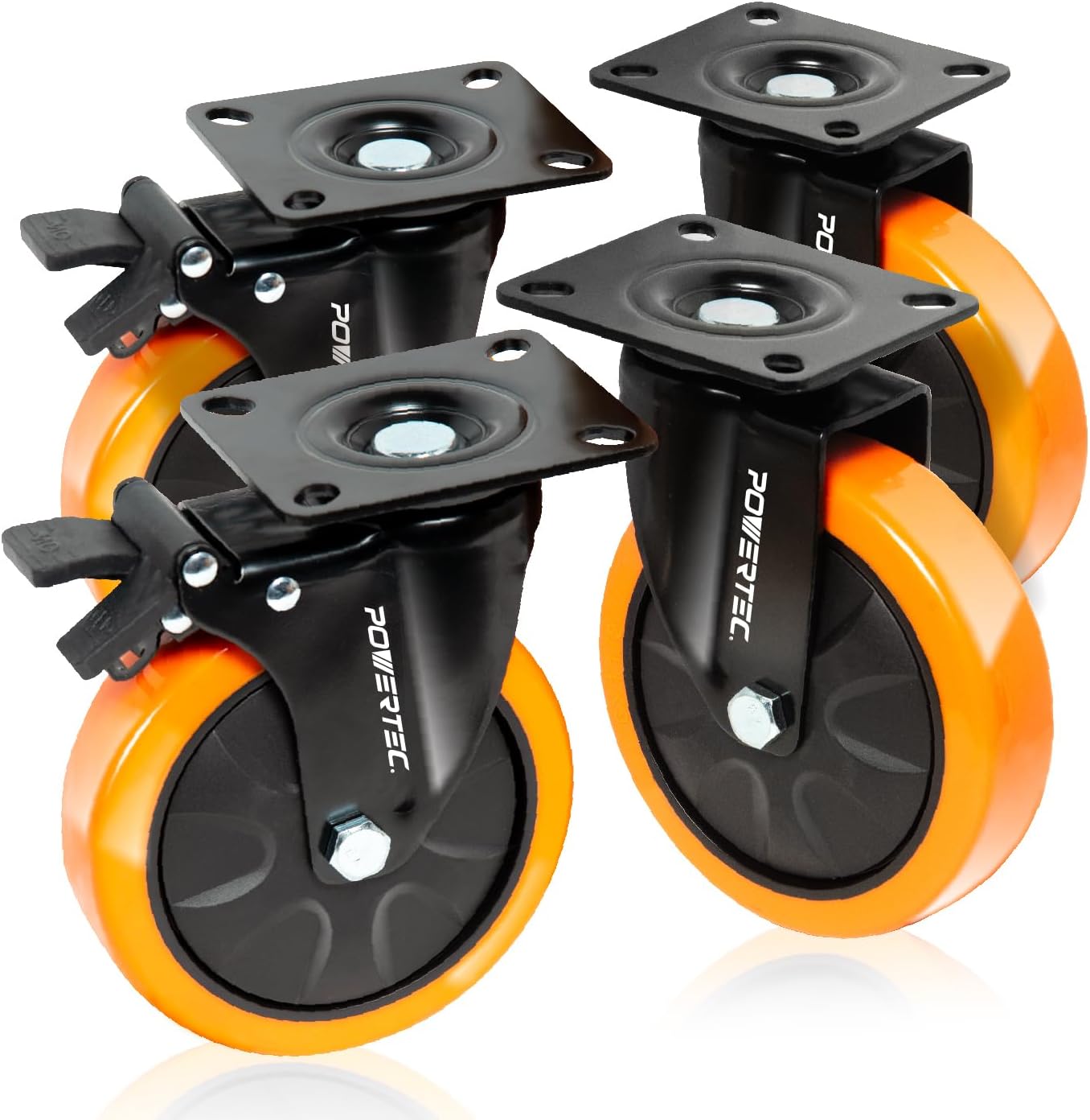 POWERTEC 6 Inch Swivel Caster Wheels Set for Heavy Equipment