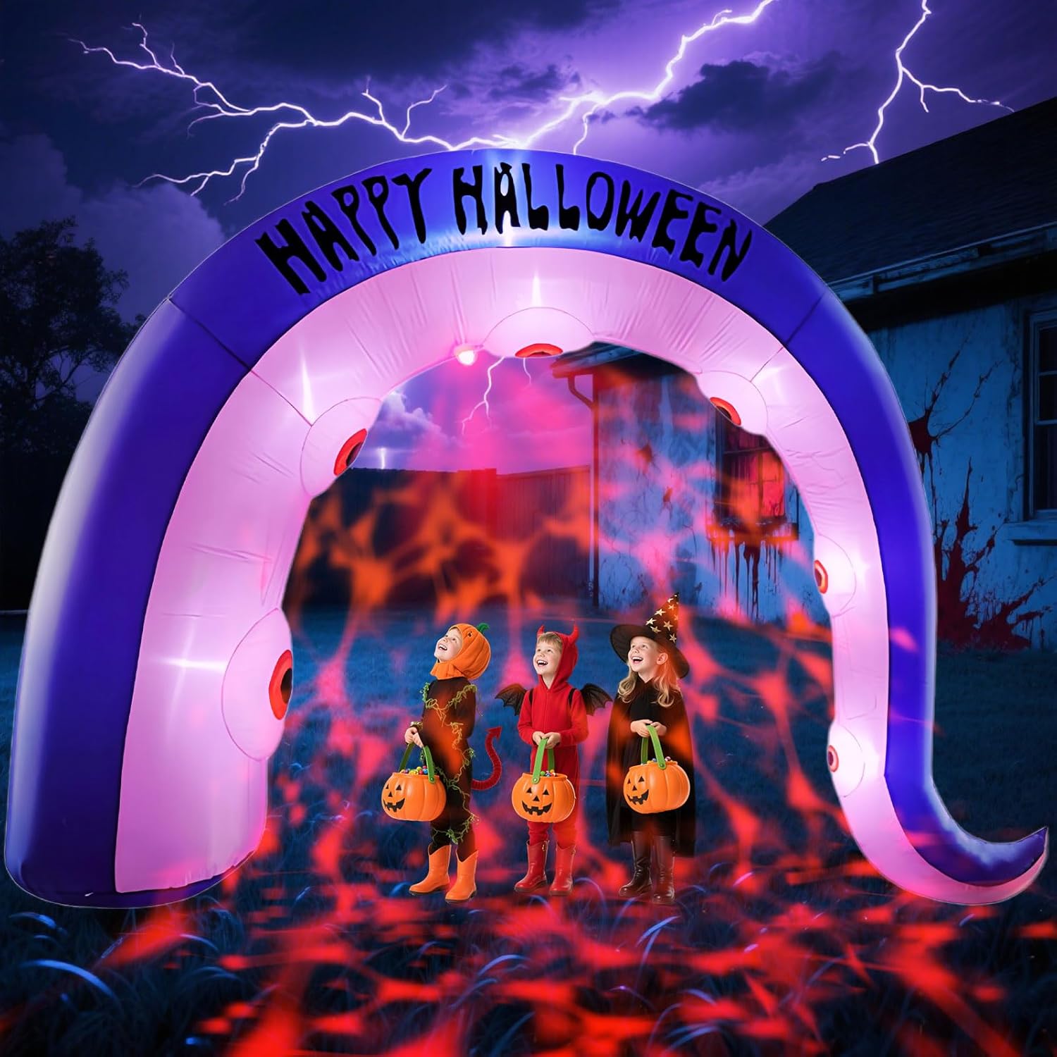Giant 12FT Long Halloween Inflatables Octopus Archway Decor