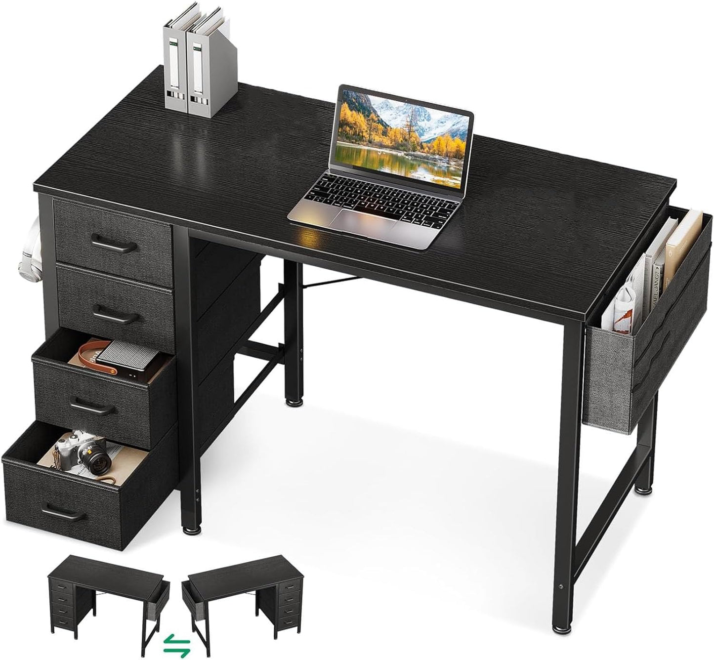 Compact 32 Inch Small Computer Desk with 4 Fabric Drawers