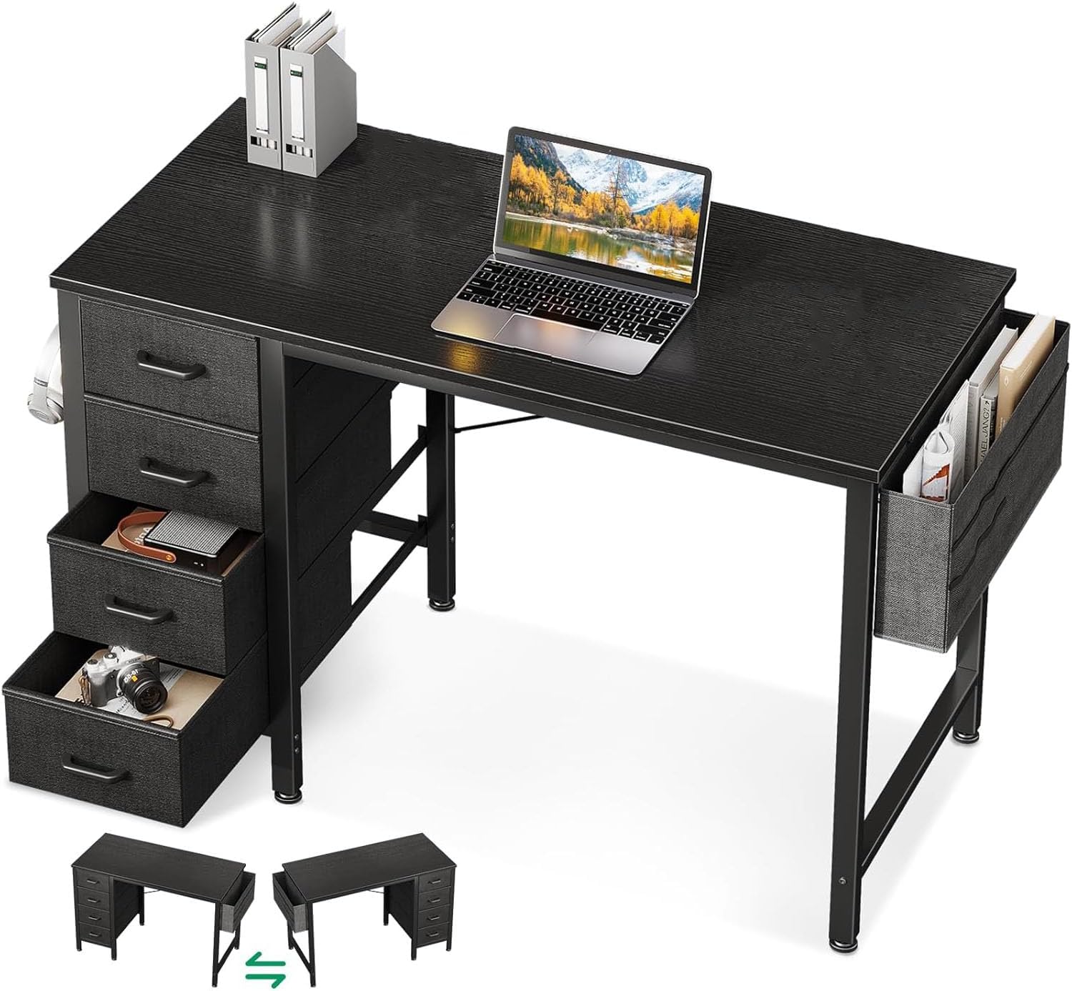 Compact 32 Inch Small Computer Desk with 4 Fabric Drawers