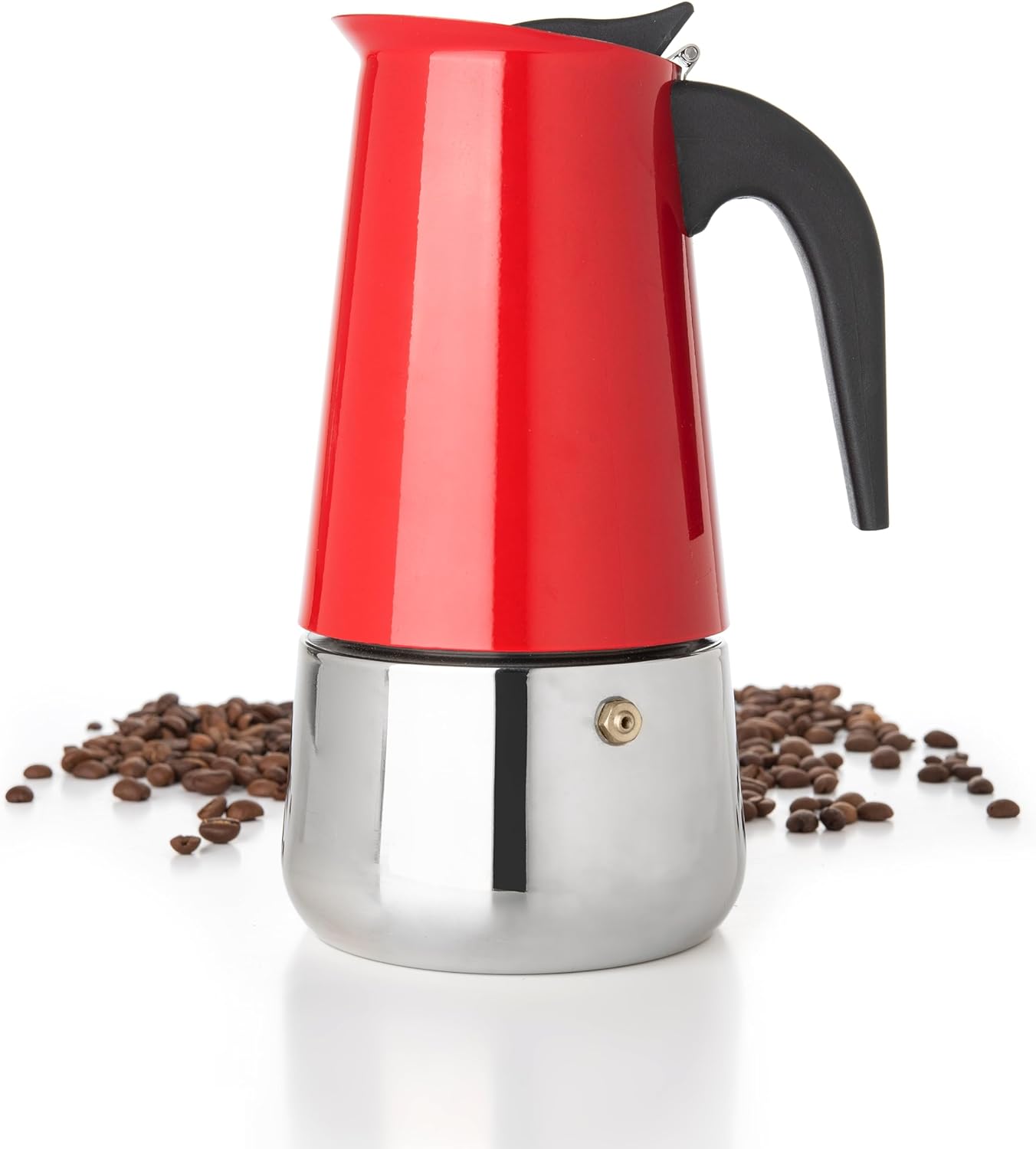 Red Stainless Steel Stovetop Espresso Maker