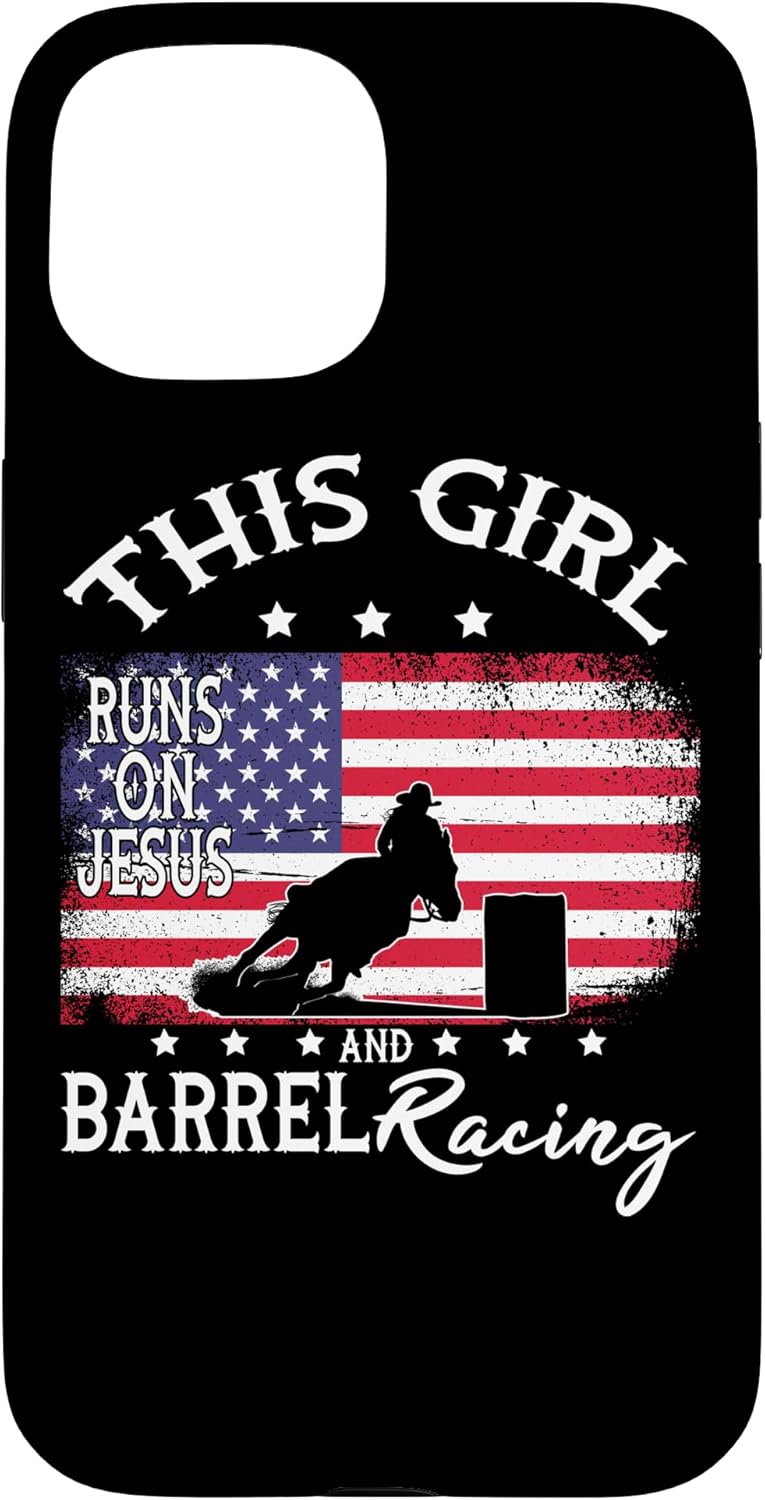 Horse Barrel Racing iPhone 15 Case - Funny Rodeo Design