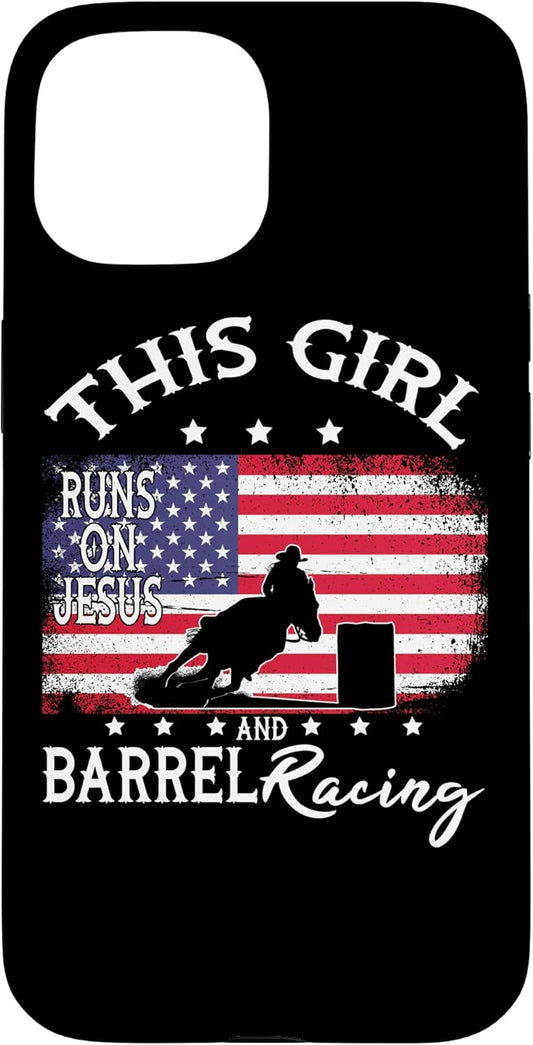 Horse Barrel Racing iPhone 15 Case - Funny Rodeo Design