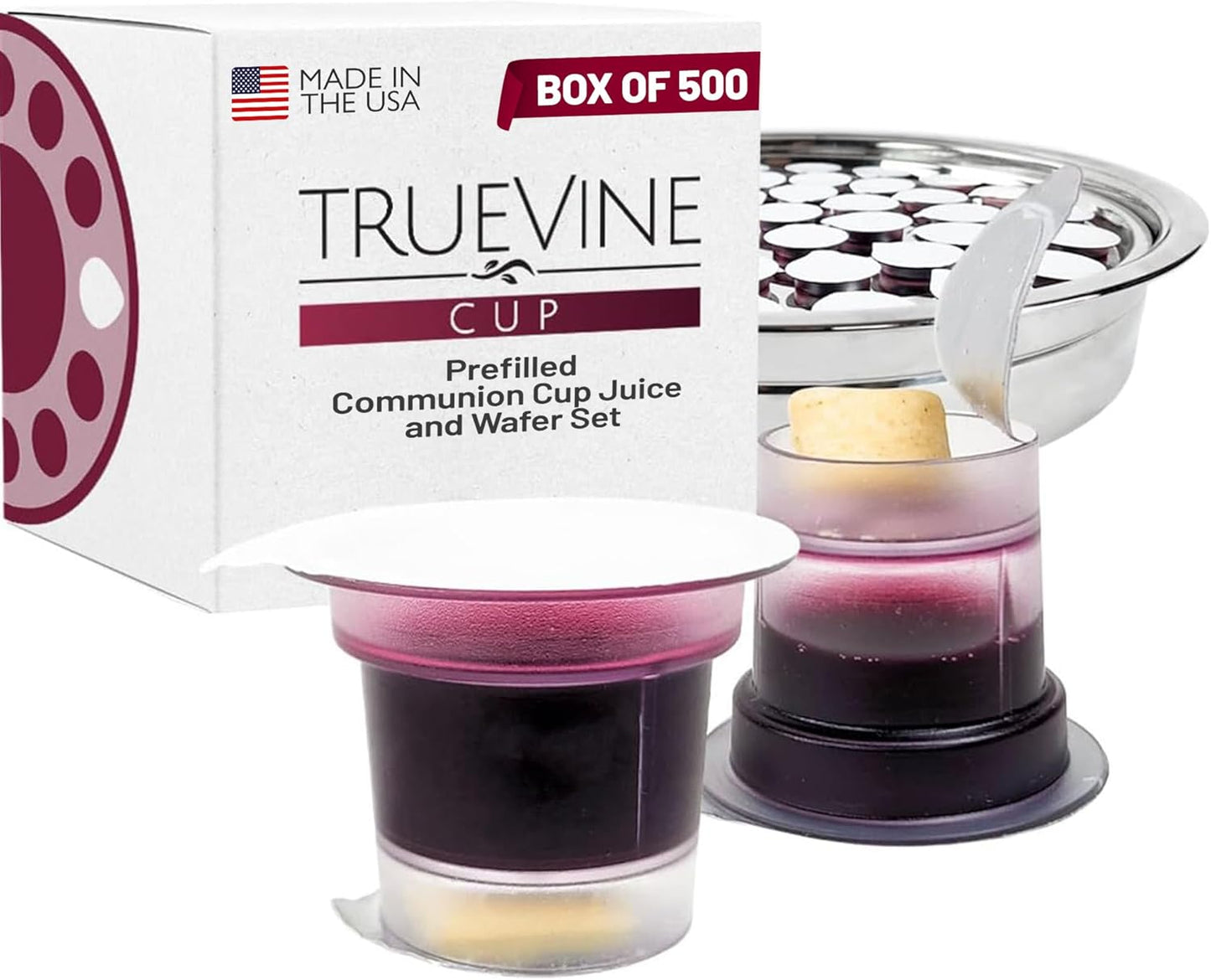 TrueVine Communion Cups and Wafer Set for Holy Communion