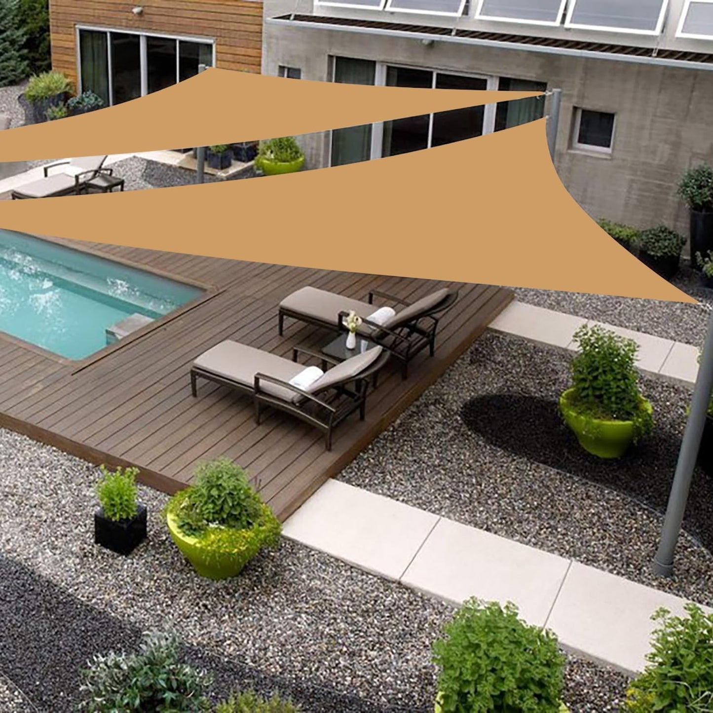 23ft x 24ft x 33.2ft Sand Sun Shade Sail for Outdoor Spaces