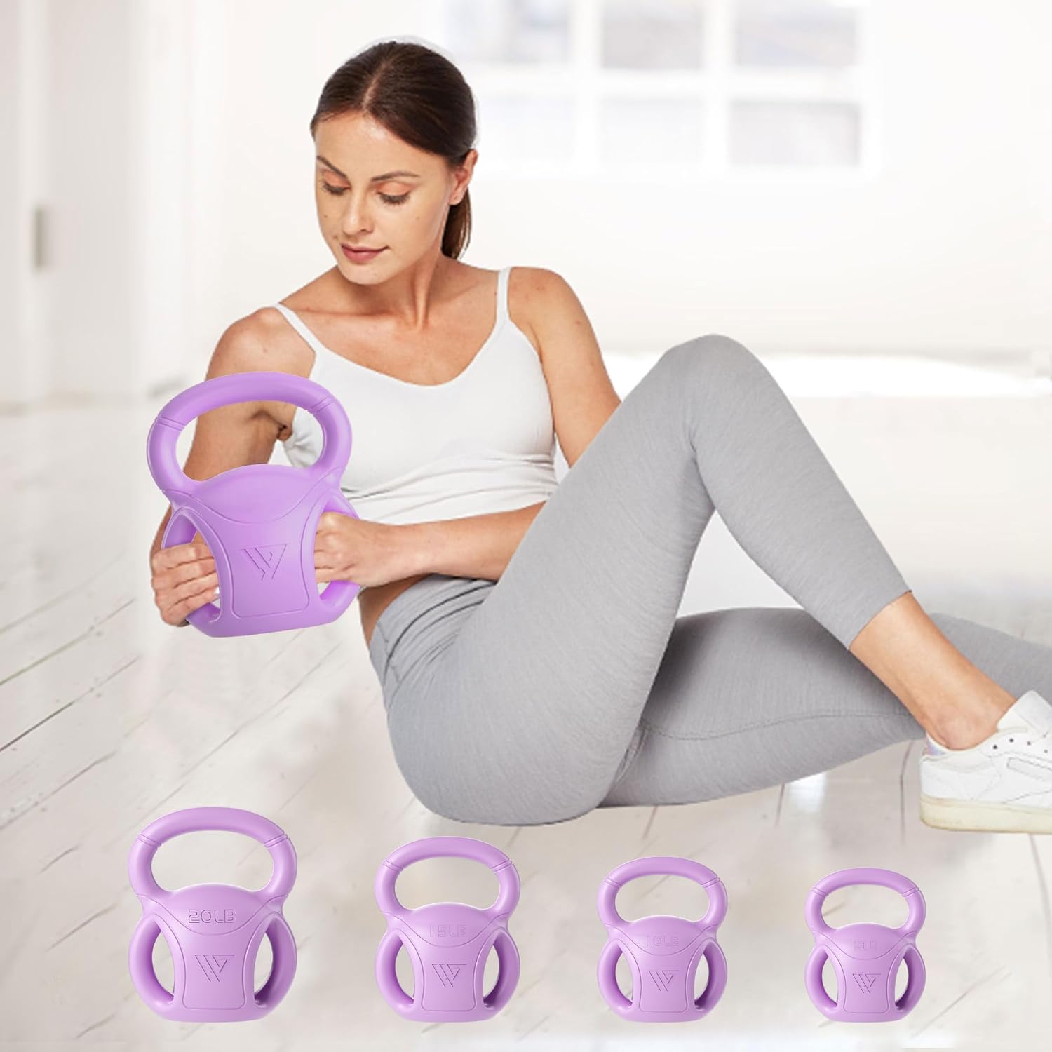 RUNWE 3 Handle Kettlebells for Core Fitness and Weightlifting