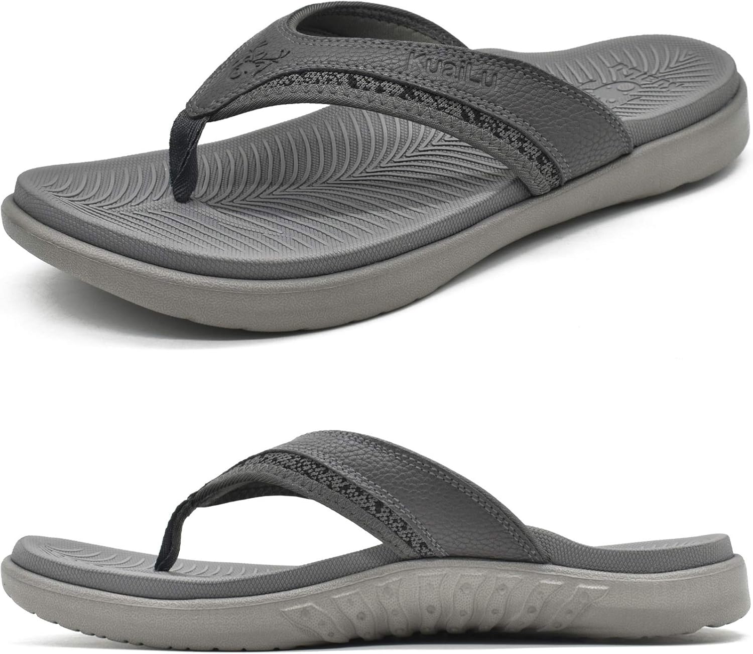 KuaiLu Mens Sport Flip Flops with Arch Support for Comfort