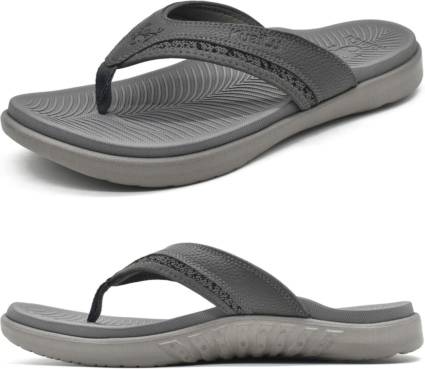 KuaiLu Mens Sport Flip Flops with Comfort Arch Support
