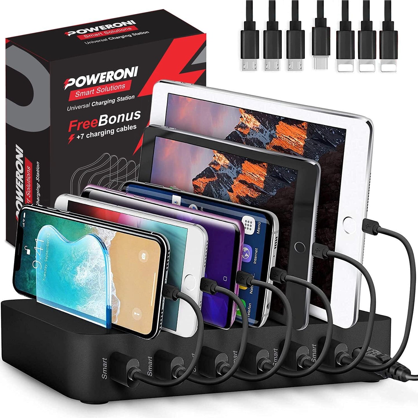 USB Charging Station 6-Ports - Fast Multi-Device Charger Dock
