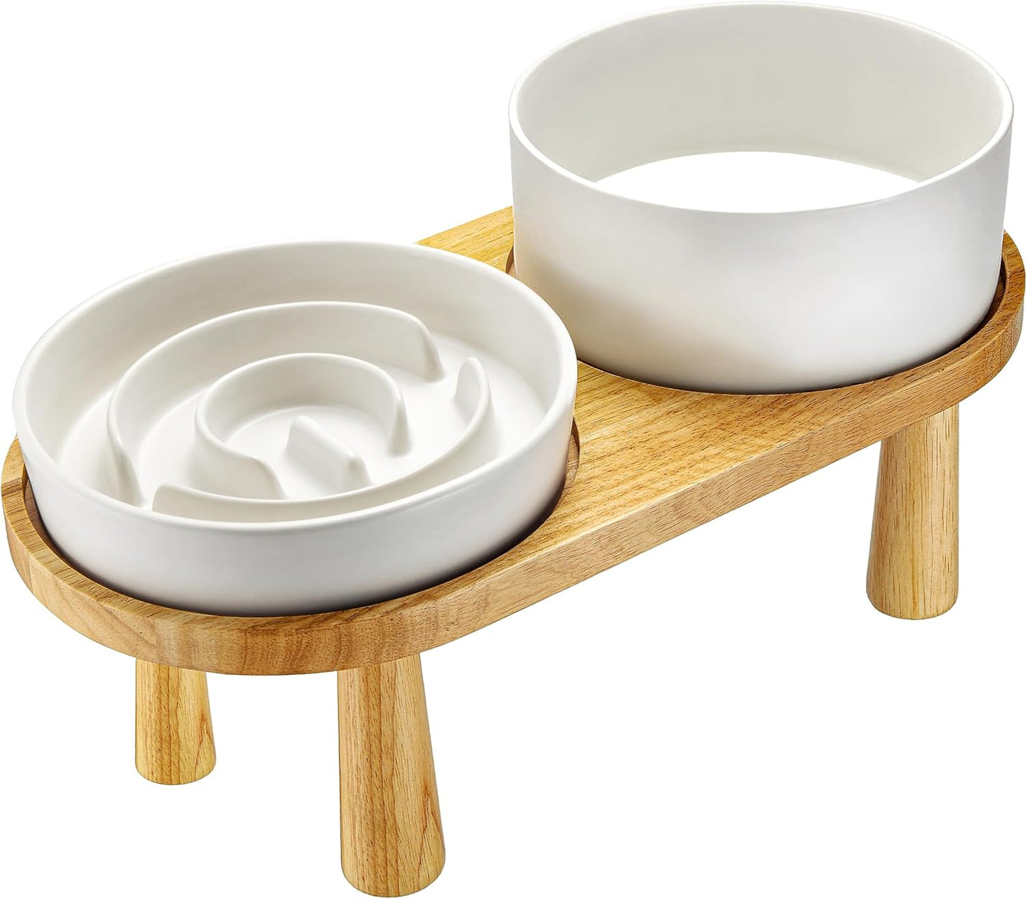 Ceramic Slow Feeder and Water Bowl Set for Small Dogs