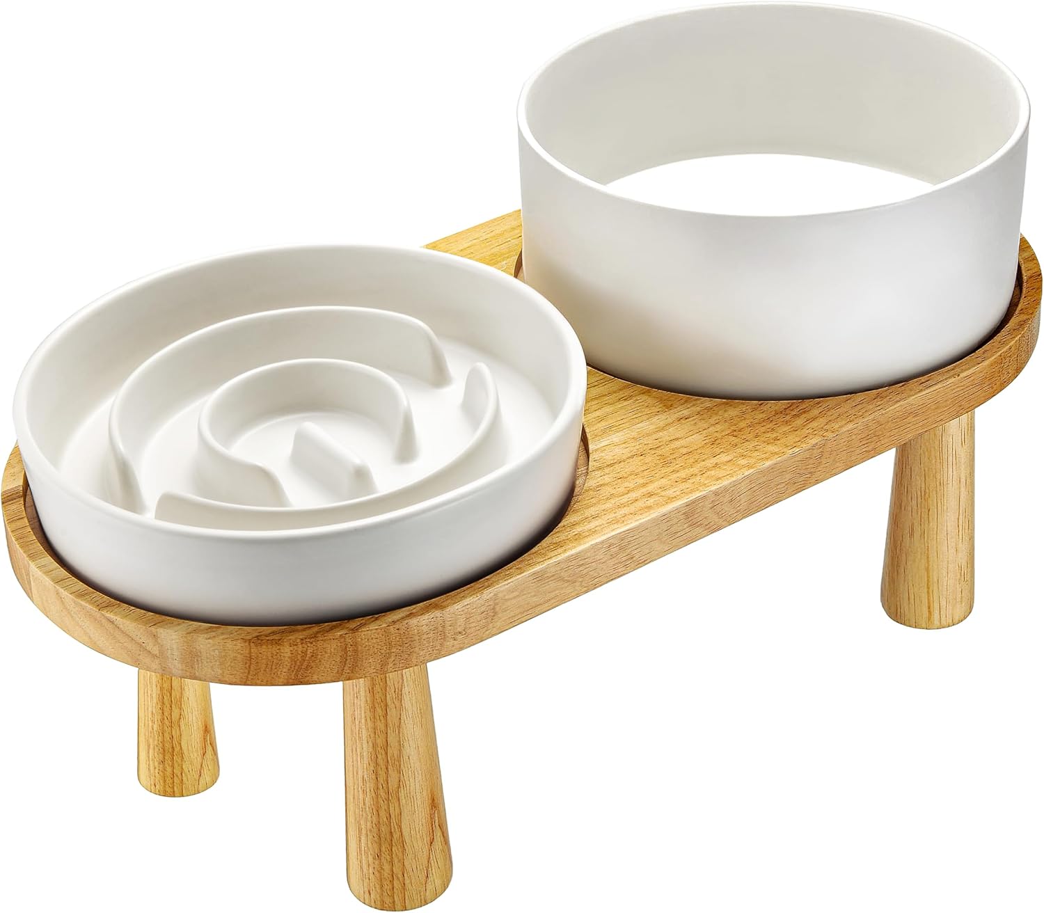 Ceramic Slow Feeder and Water Bowl Set for Small Dogs