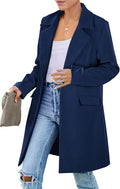 Long Blazer Jacket for Women - Mid-Length Notch Lapel Blazer