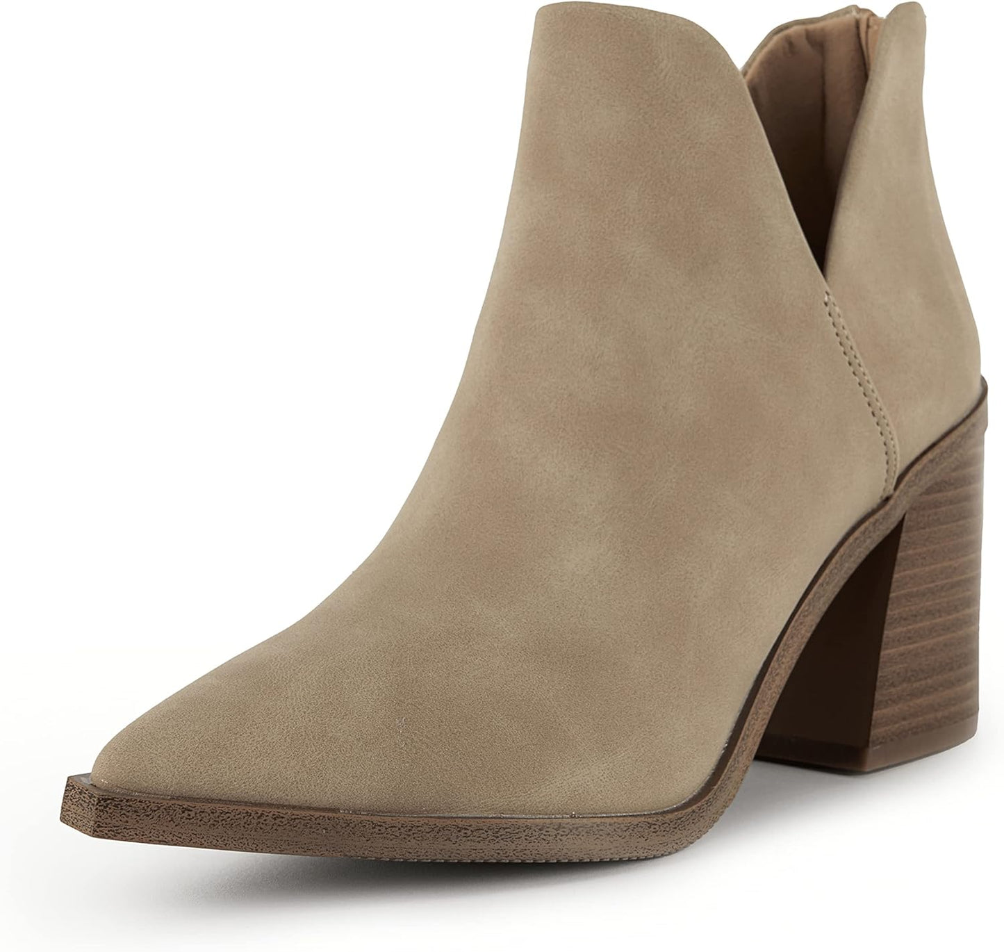 Kathemoi Womens Slip on Ankle Boots with V Cutout Design