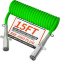7 Way Coiled Trailer Cord 15 FT by PlugSaf for Heavy Duty Use