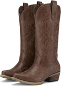 HISEA Rollda Cowboy Boots for Women Mid-Calf Snip Toe - Comfortable 8