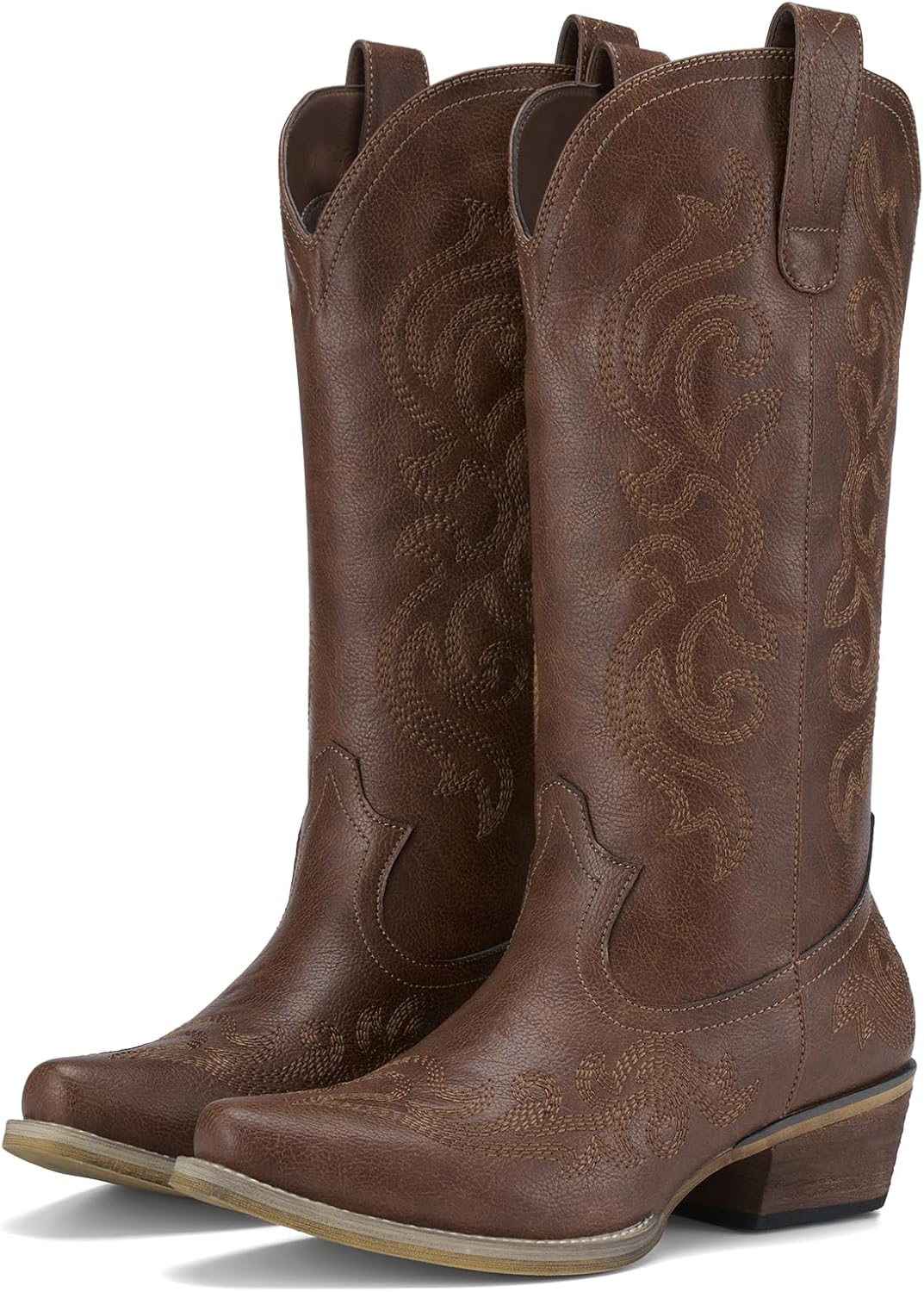 HISEA Rollda Cowboy Boots for Women with Chunky Heel Style