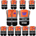 Custom Polyester Class 2 High Visibility Safety Vest - With Pockets