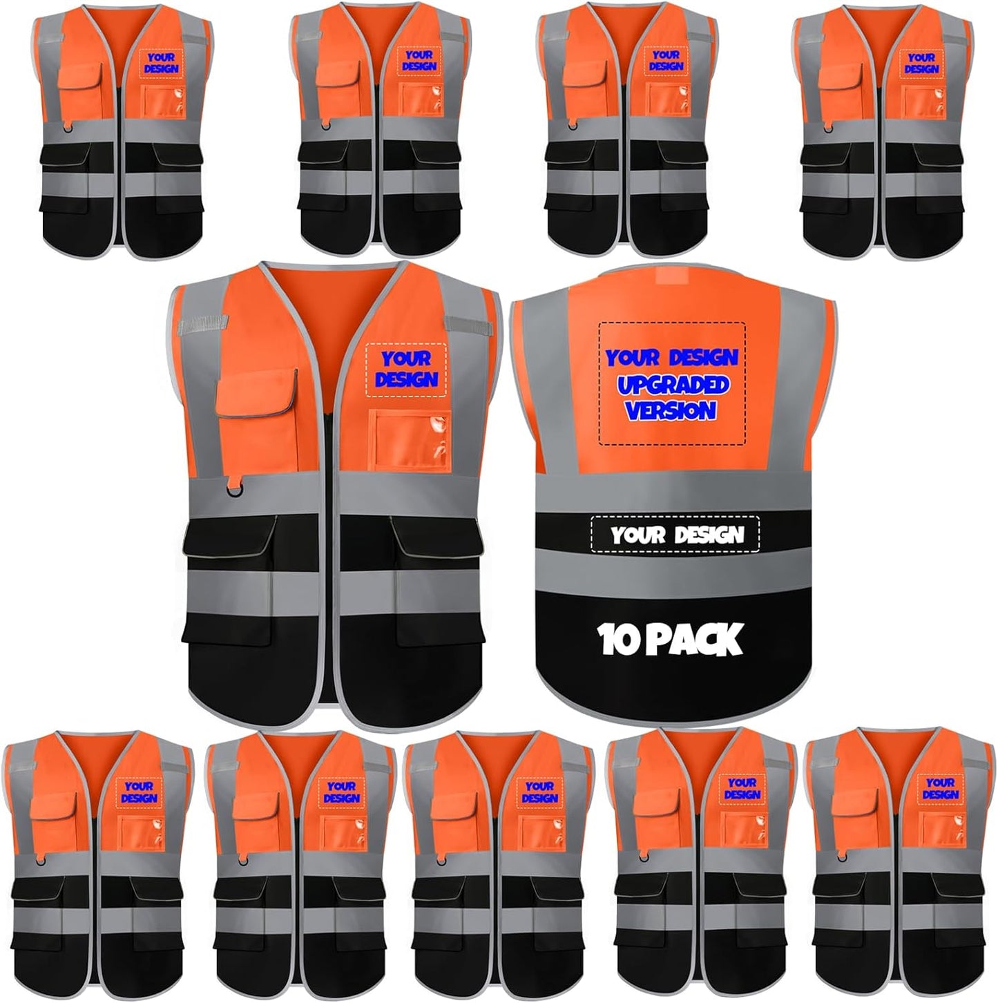 Custom Safety Vest with Pockets for High Visibility Workwear