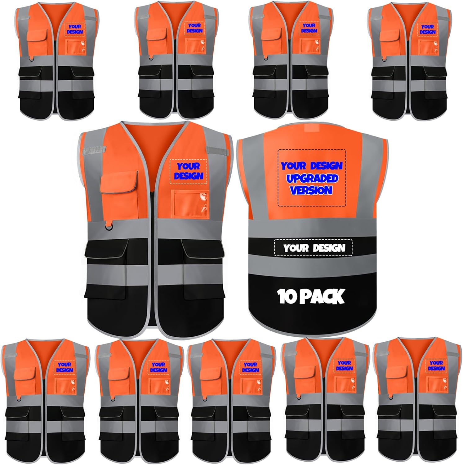 Custom Safety Vest with Pockets for High Visibility Workwear